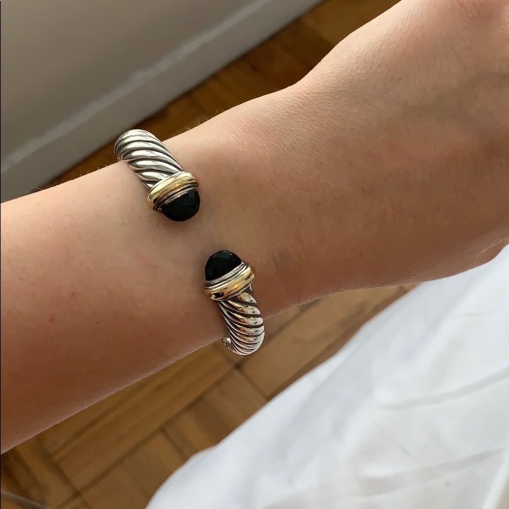 David Yurman Silver/Gold w/ Black Onyx Bangle